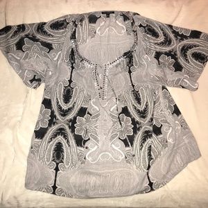 Notations 2X Black/Grey Blouse
